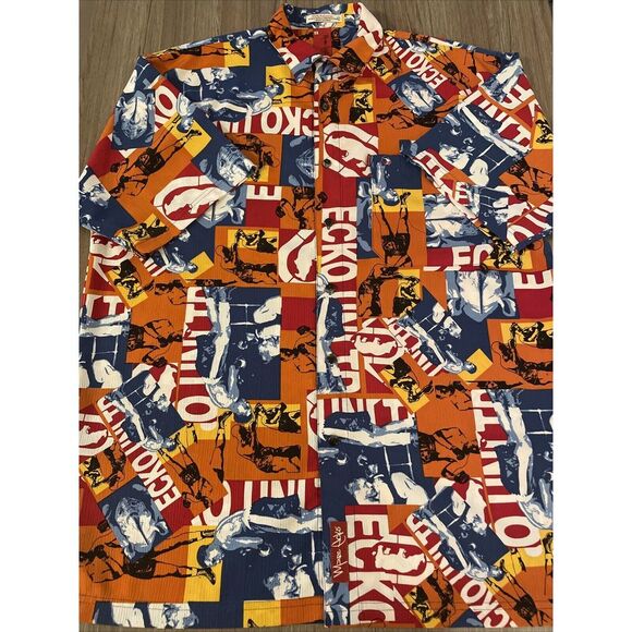VTG Marc ECKO Shirt All Over Print Boxing Hawaiian‎ Style Short Sleeve